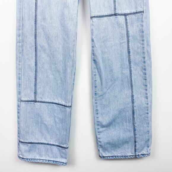 I AM GIA Size 2XS XXS High Rise Straight Leg Patch Denim Jeans Blue - Picture 2 of 9